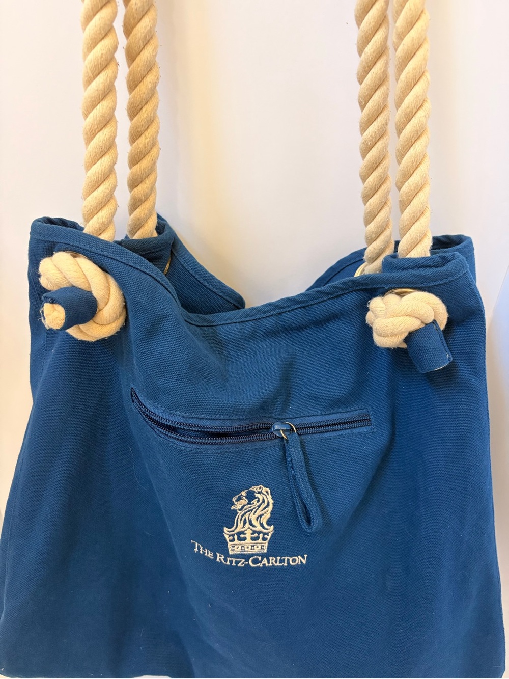 Royal Blue Canvas Tote with Rope Handles - Picture 1 of 4